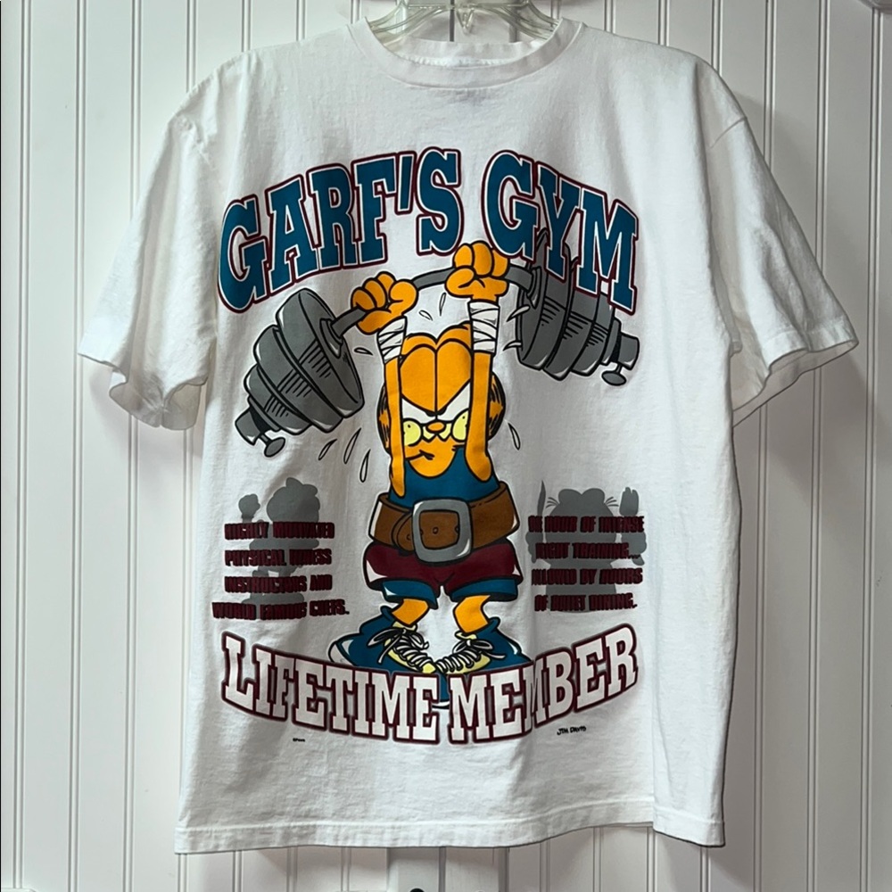 90s Garfield Gym True Vintage Shirt XL - Picture 2 of 10